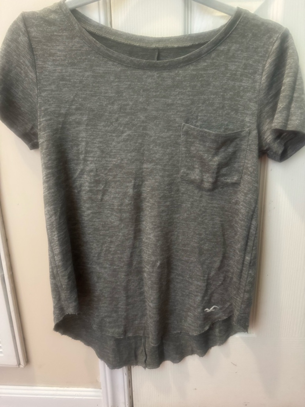 Hollister Charcoal greenish Crewneck Pocket Tee